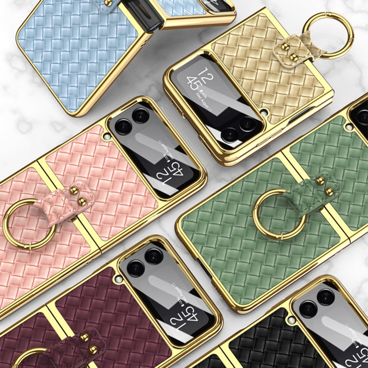 Blue Weave Texture Electroplating Protective Phone Case for Samsung Galaxy Z Flip4 by GKK