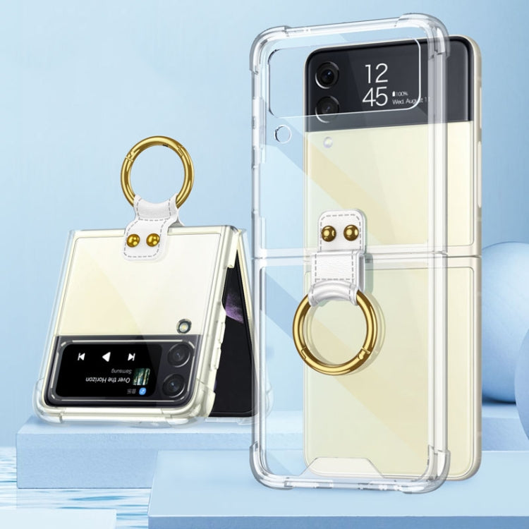 Samsung Galaxy Z Flip4 GKK Airbag Protective Phone Case with Ring (Transparent) - Enhanced Protection Option