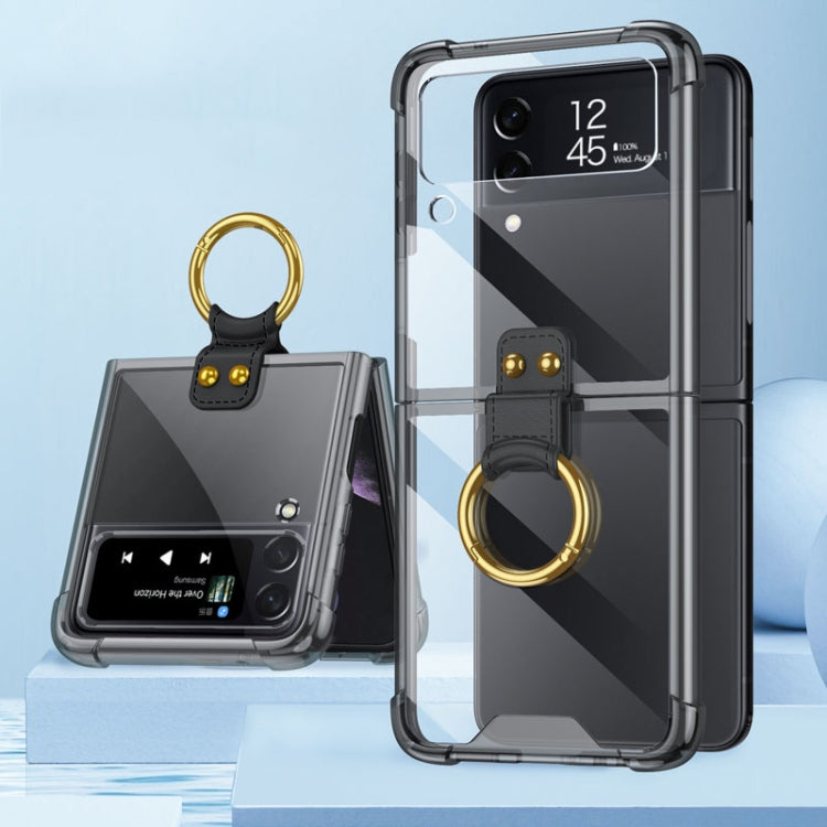 Sleek Black GKK Airbag Protective Phone Case with Ring for Samsung Galaxy Z Flip4
