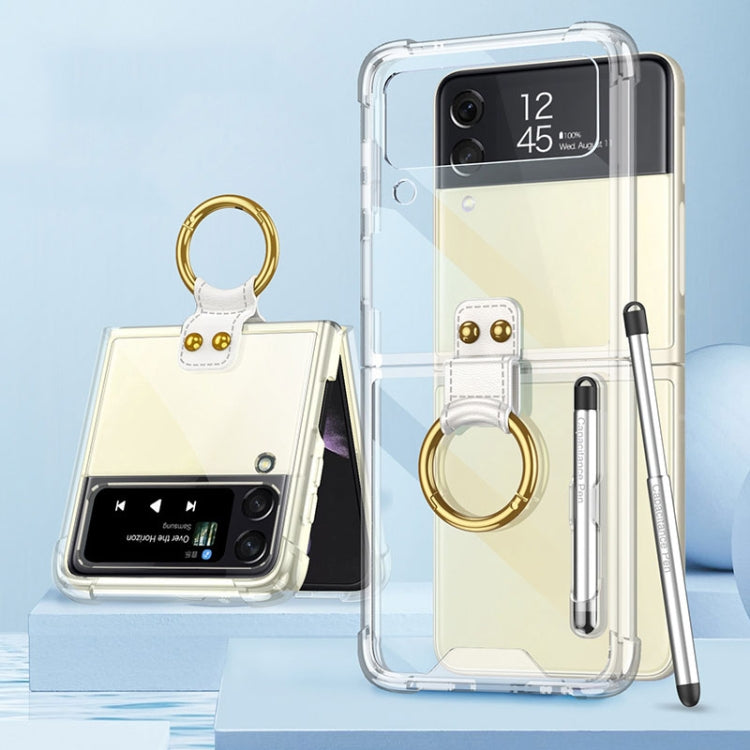 Samsung Galaxy Z Flip4 GKK Airbag Protective Phone Case with Ring & Pen - Transparent