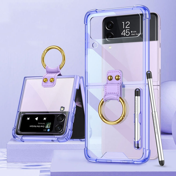 The Ultimate Protection and Style for Samsung Galaxy Z Flip4 - Purple protective phone case with ring & pen