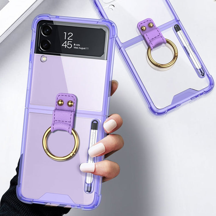 The Ultimate Protection and Style for Samsung Galaxy Z Flip4 - Purple protective phone case with ring & pen