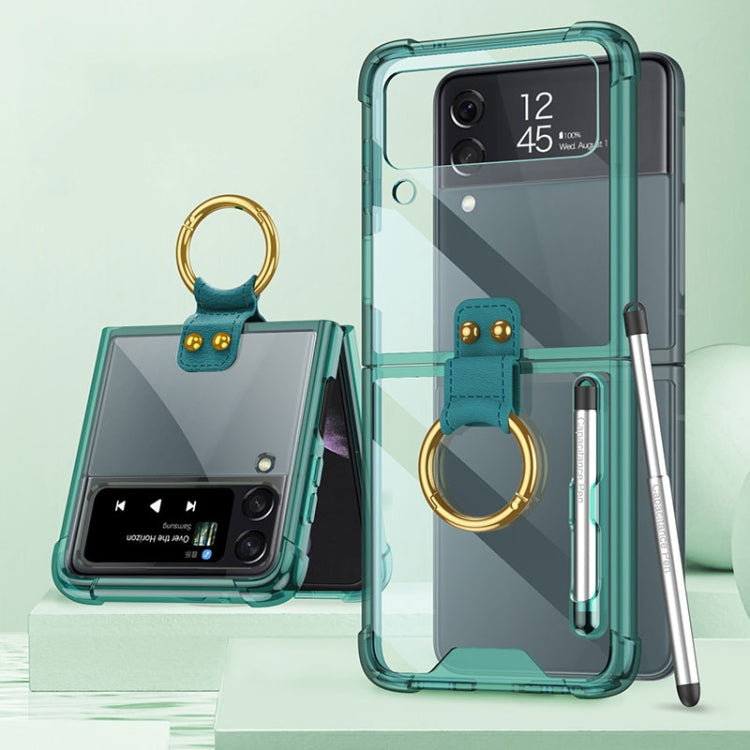 Green GKK Airbag Protective Phone Case with Ring & Pen for Samsung Galaxy Z Flip 4