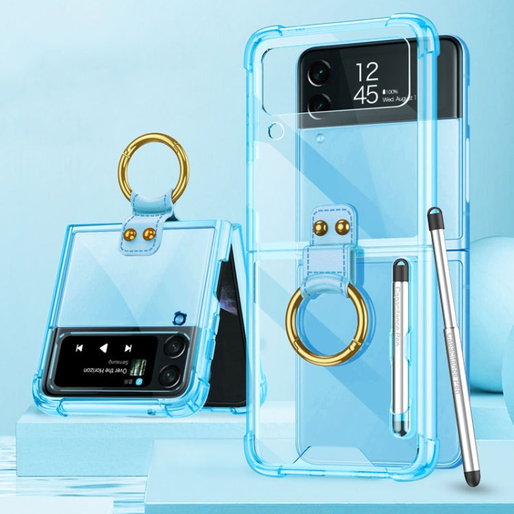 Sleek Blue GKK Airbag Protective Phone Case with Ring & Pen for Samsung Galaxy Z Flip4