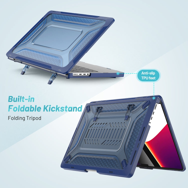 Sapphire Blue PC + TPU Honeycomb Protective Case for MacBook Pro 14.2 inch A2442 2021