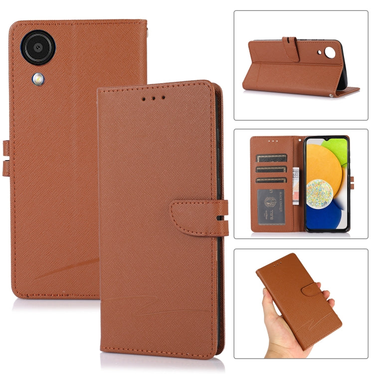 Samsung Galaxy A03 Core Brown Leather Phone Case with Horizontal Flip