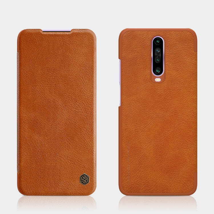 NILLKIN QIN Series Crazy Horse Texture Leather Case for Xiaomi Redmi K30/K30 5G with Card Slot - Brown