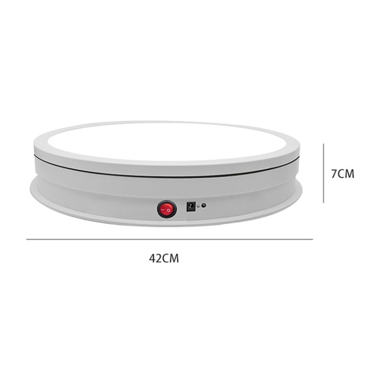 42cm Electric Rotating Display Stand Turntable with LED Light - US Plug (White)