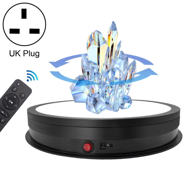 42cm LED Light Electric Rotating Display Stand Turntable with Remote Control and 3-Color Light Adjustment (Black, UK Plug)