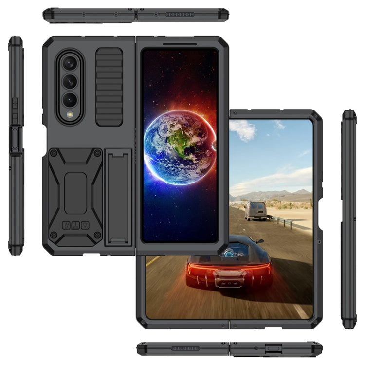 Samsung Galaxy Z Fold4 Black Metal Shock-Proof Phone Case with Holder