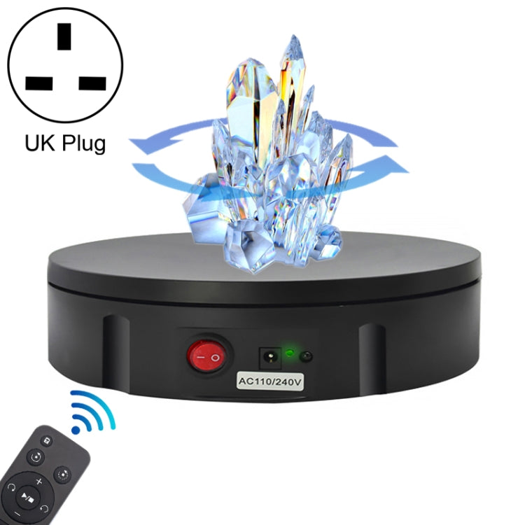 30cm Rotating Display Stand with Charging Function and Remote Control, Load Capacity 100kg, UK Plug (Black)