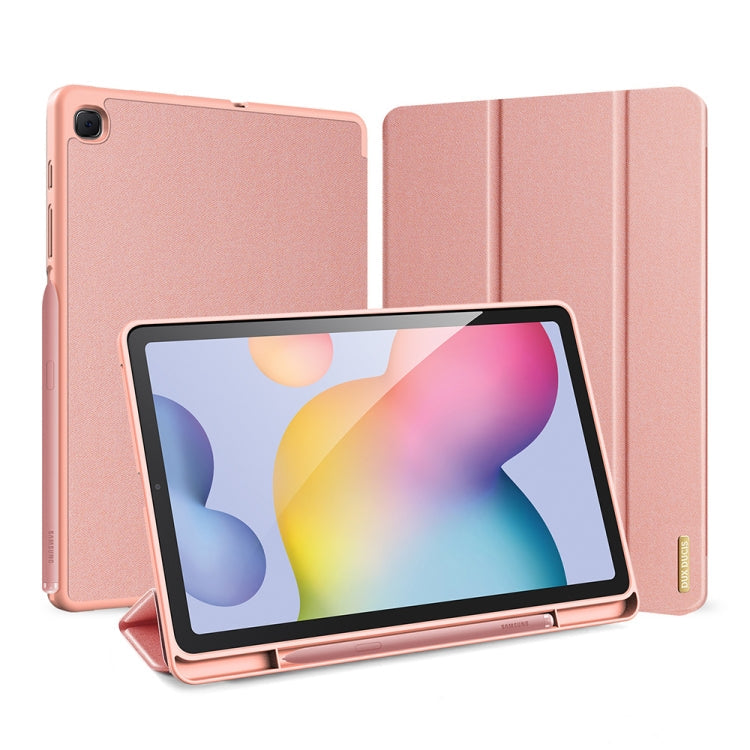 Pink Magnetic PU Leather Case for Galaxy Tab S6 Lite 10.4 inch with Three-folding Holder & Pen Slot