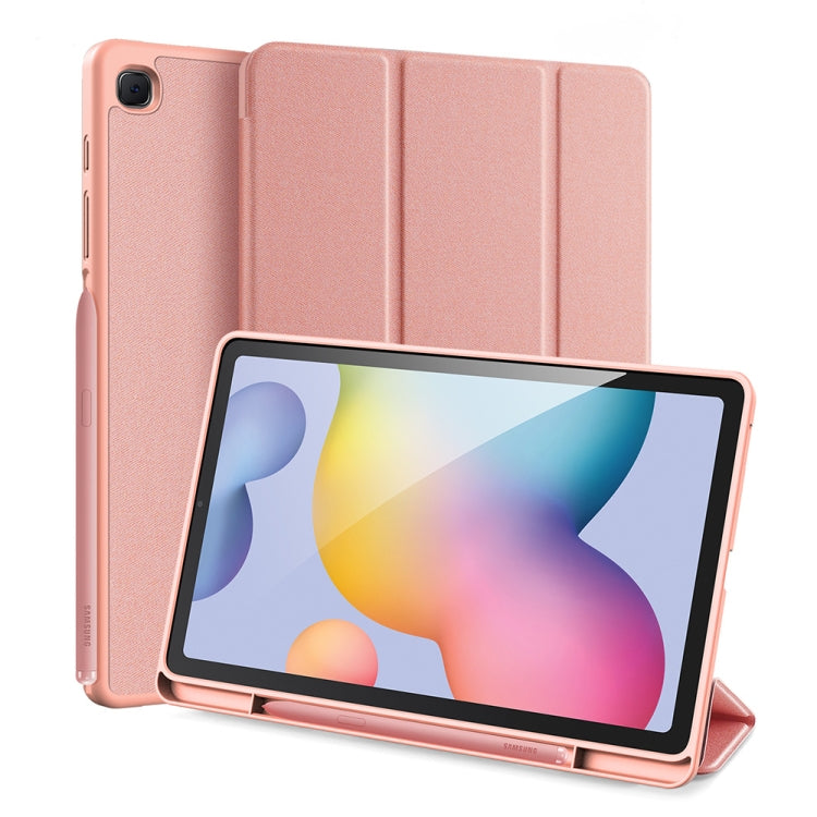 Pink Magnetic PU Leather Case for Galaxy Tab S6 Lite 10.4 inch with Three-folding Holder & Pen Slot
