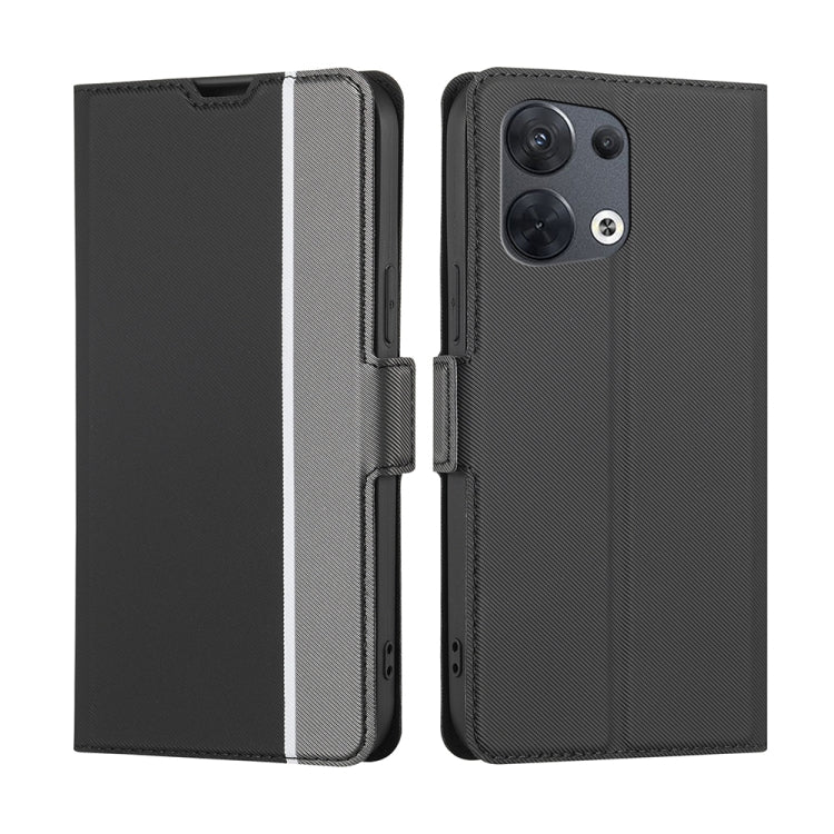 OPPO Reno 8 5G Black Leather Phone Case with Twill Texture