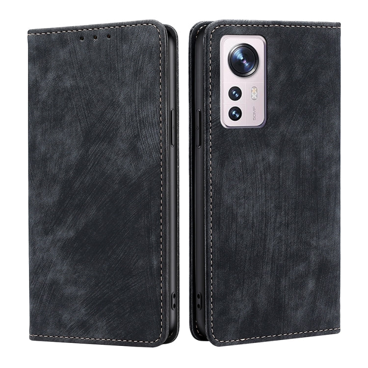 Xiaomi 12 RFID Blocking Leather Phone Case with Card Slots (Black)