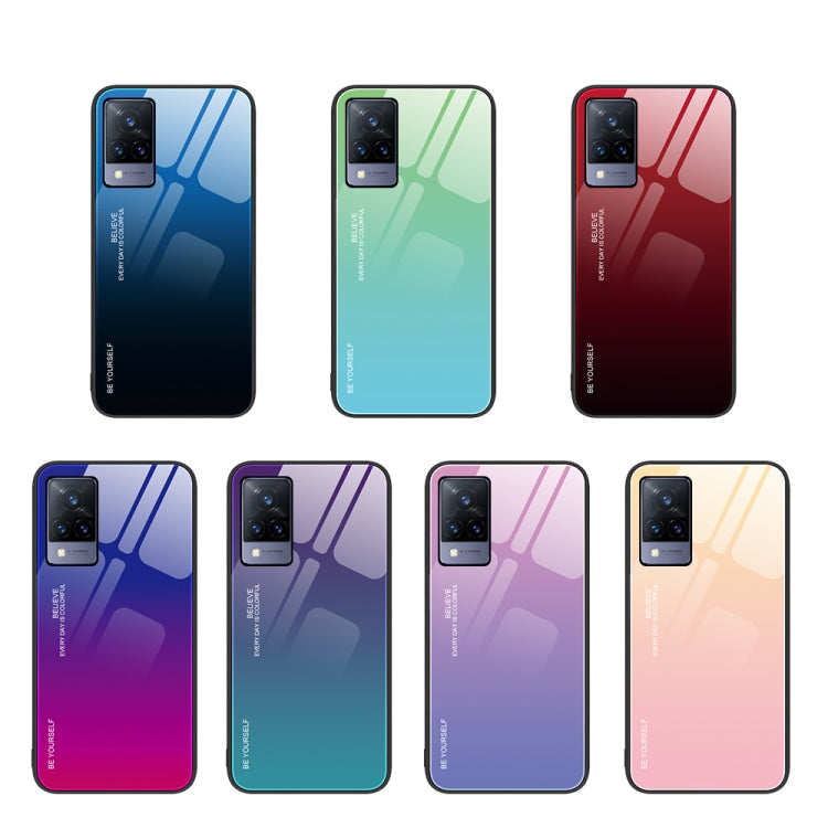 Green Cyan Gradient Glass Case for Vivo V21 with Scratch-Resistant and Shock-Absorbent Design