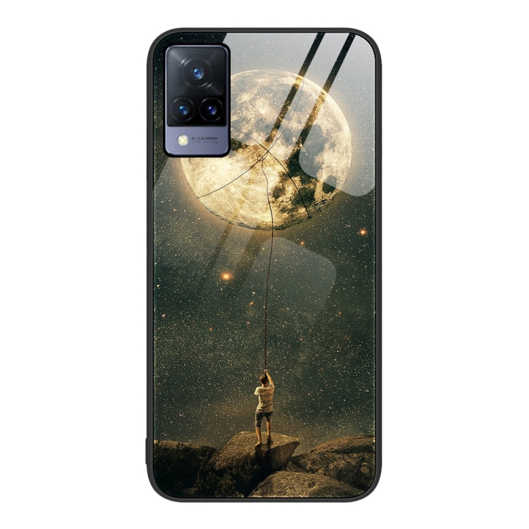 Colorful Moon Painted Glass Phone Case for vivo V21