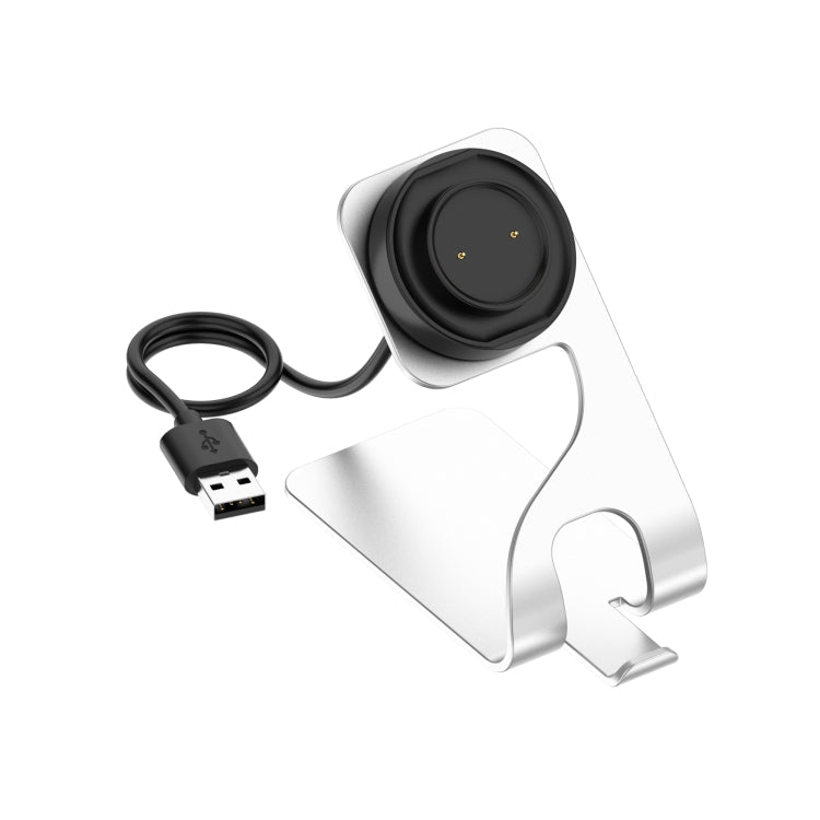 Sleek Silver Aluminum Alloy Charger Holder for Amazfit Bip 3 Watch