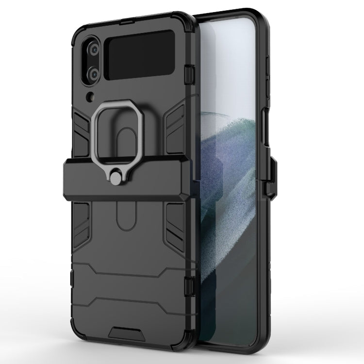 Samsung Galaxy Z Flip4 4 PC + TPU Shockproof Protective Phone Case with Magnetic Ring Holder (Black)