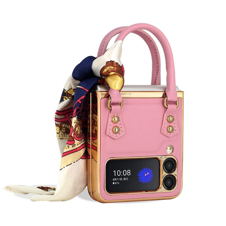 GKK Handbag Design Leather + PC Phone Case for Samsung Galaxy Z Flip3 5G - Pink