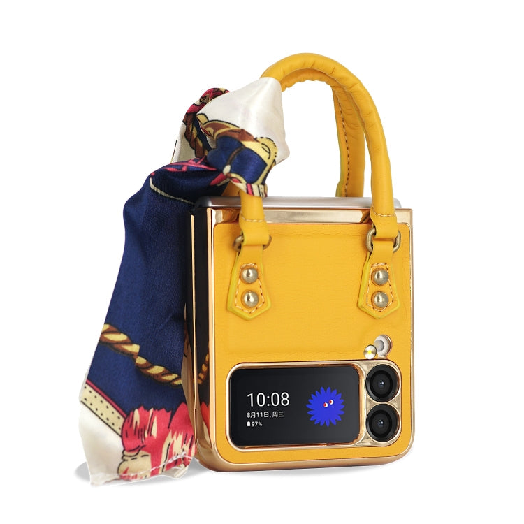 Yellow GKK Handbag Design Leather + PC Phone Case for Samsung Galaxy Z Flip3 5G