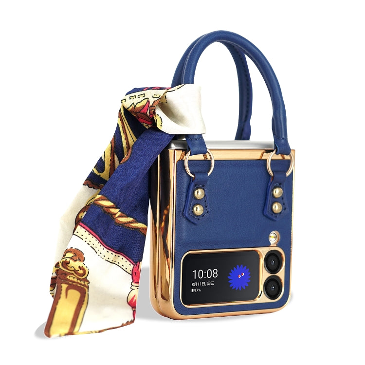 GKK Handbag Design Leather + PC Phone Case for Samsung Galaxy Z Flip3 5G - Blue