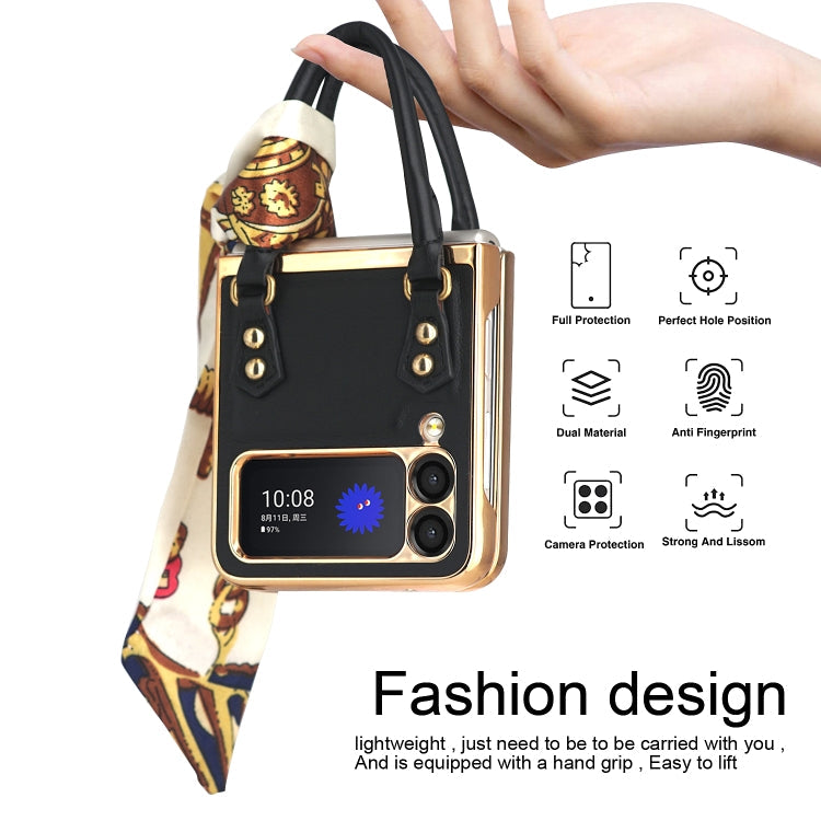 GKK Handbag Design Leather + PC Phone Case for Samsung Galaxy Z Flip3 5G - Blue