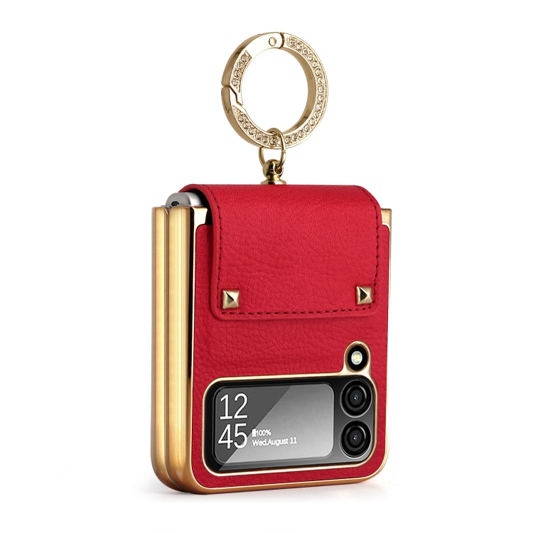 Red GKK Colorful PU Phone Case with Ring Holder for Samsung Galaxy Z Flip4 5G