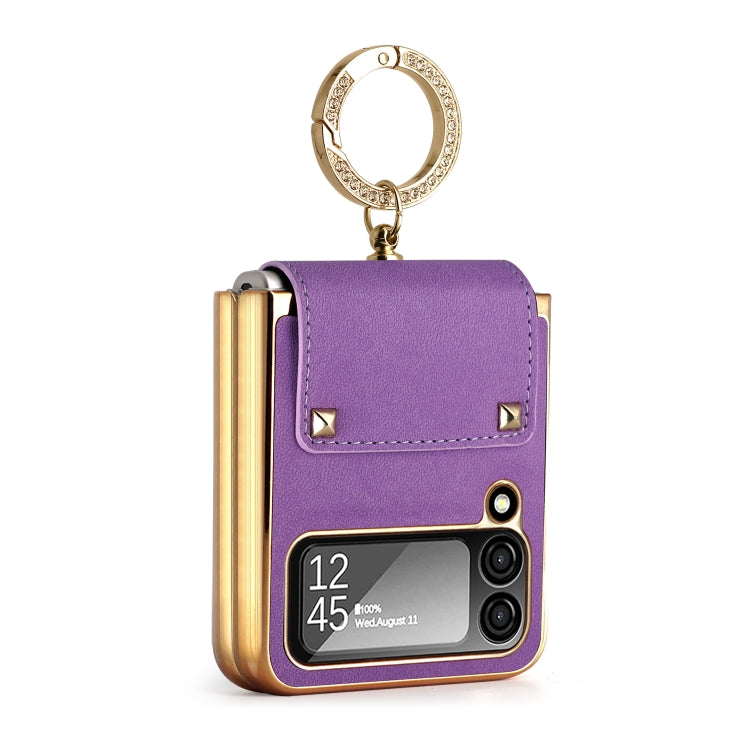 GKK Colorful PU Phone Case with Ring Holder for Samsung Galaxy Z Flip4 5G (Purple)