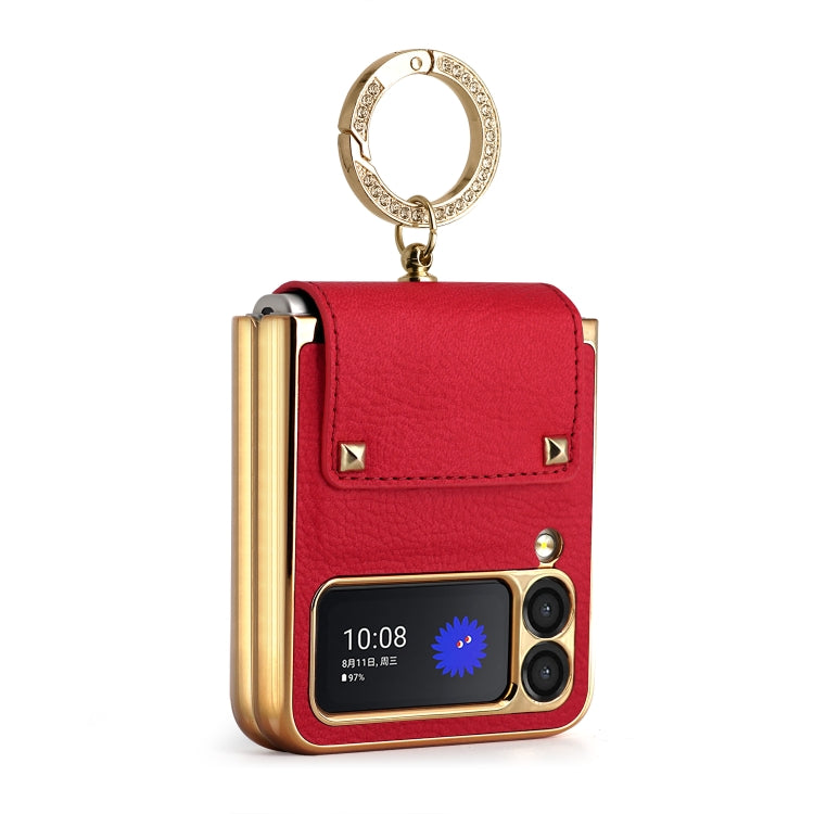 GKK Colorful PU Phone Case with Ring Holder for Samsung Galaxy Z Flip3 5G (Red)