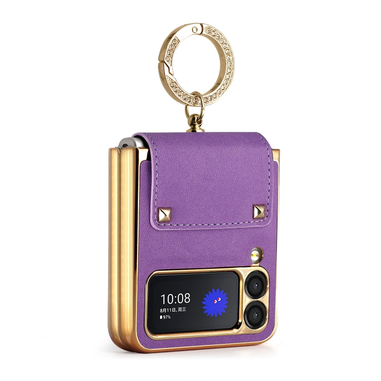 GKK Colorful PU Phone Case with Ring Holder for Samsung Galaxy Z Flip3 5G (Purple)