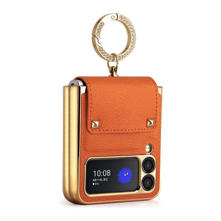 GKK Colorful PU Phone Case with Ring Holder for Samsung Galaxy Z Flip3 5G (Orange)