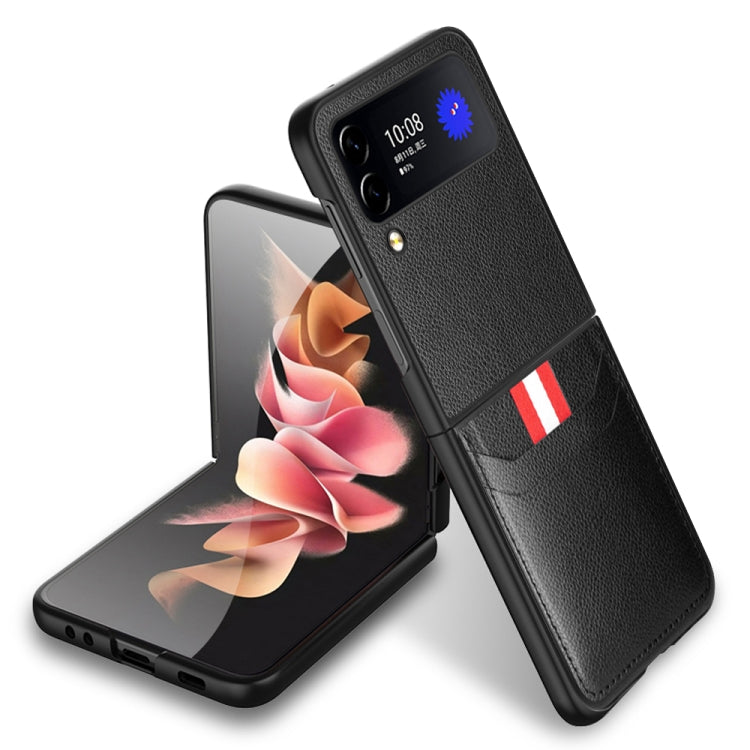 GKK Litchi Texture Card Slot Phone Case for Samsung Galaxy Z Flip4 5G (Black)