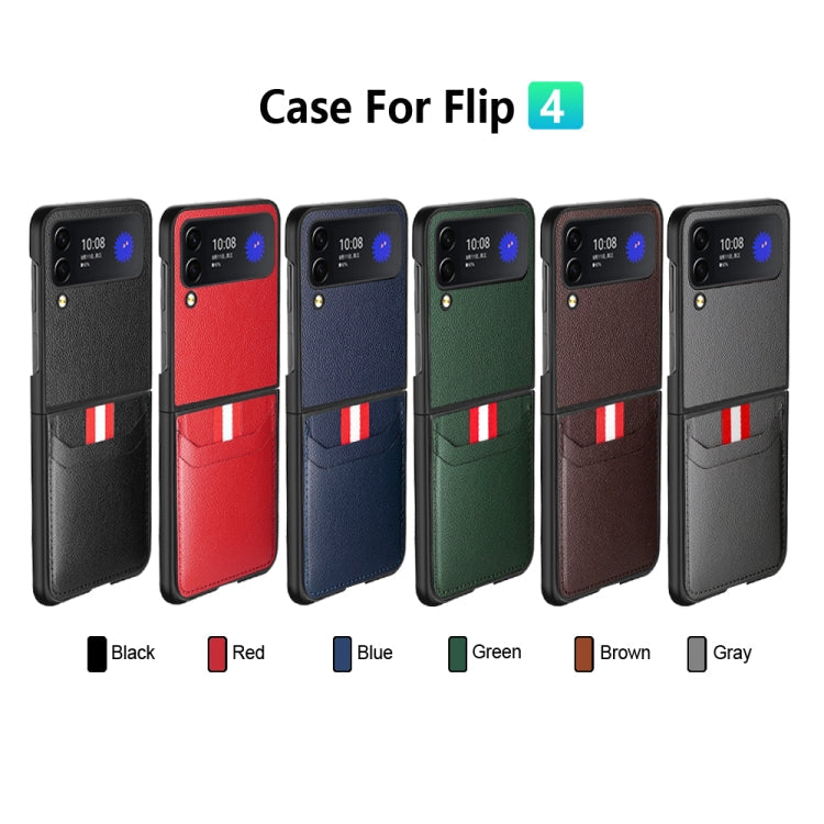Samsung Galaxy Z Flip4 5G GKK Litchi Texture Card Slot Phone Case in Green