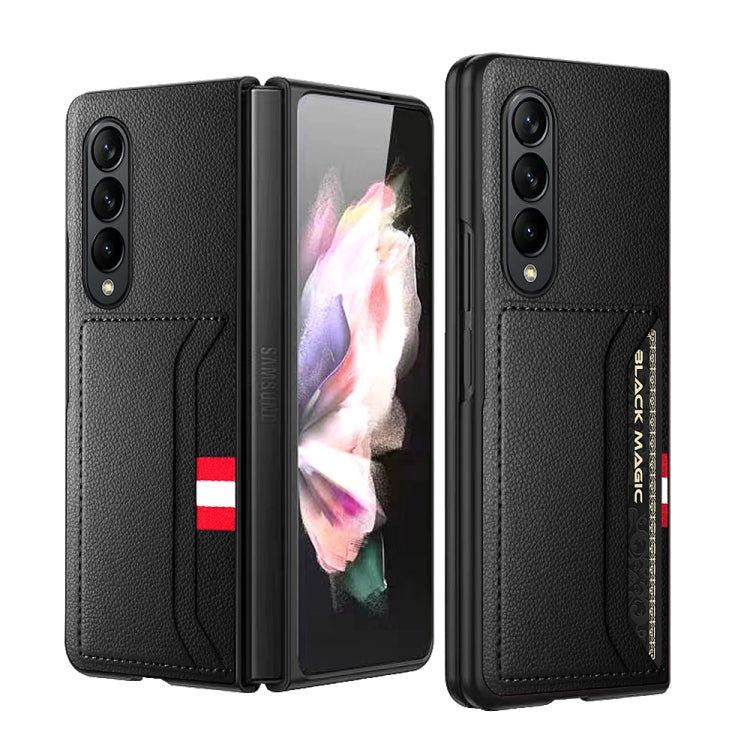 Samsung Galaxy Z Fold4 5G GKK Litchi Texture Card Slot Phone Case (Black)