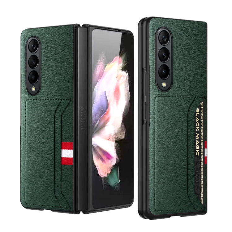GKK Litchi Texture Card Slot Phone Case for Samsung Galaxy Z Fold4 5G (Green)