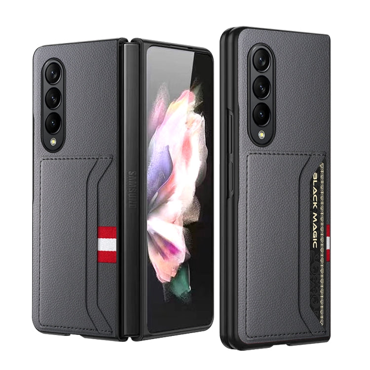 GKK Litchi Texture Card Slot Phone Case for Samsung Galaxy Z Fold4 5G (Grey)