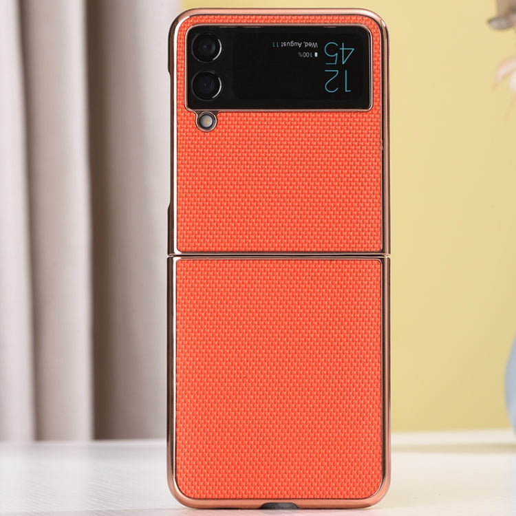 Gilt Electroplated Nylon Phone Case for Samsung Galaxy Z Flip 4 (Orange)