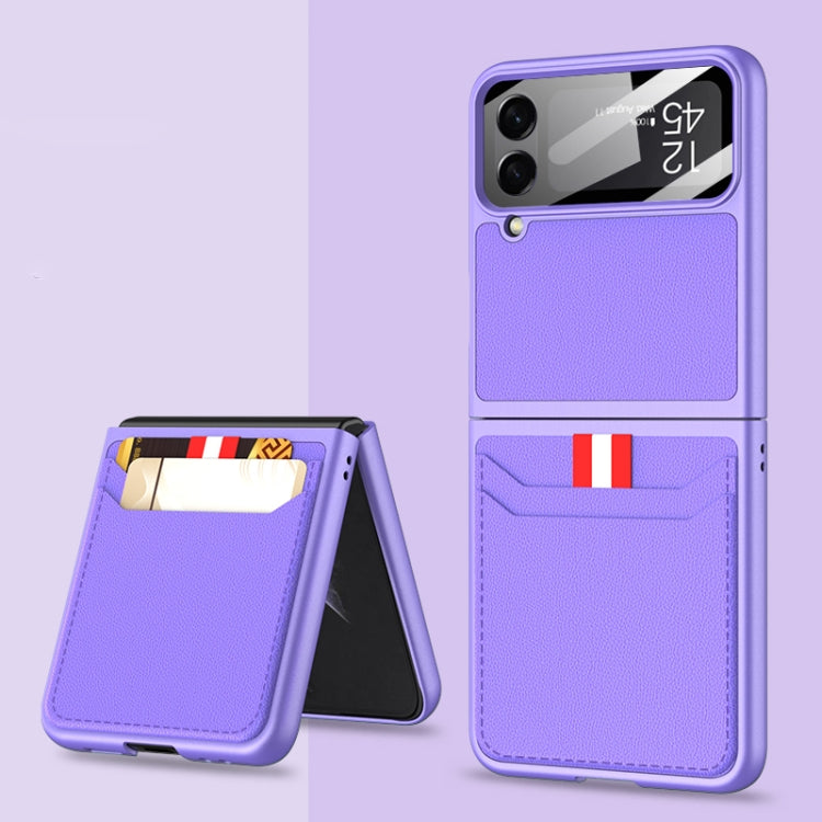 GKK Ultra-thin Leather Phone Case with Card Slots for Samsung Galaxy Z Flip 4 (Purple)