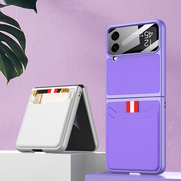 GKK Ultra-thin Leather Phone Case with Card Slots for Samsung Galaxy Z Flip 4 (Purple)