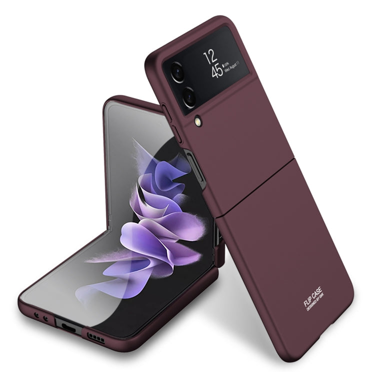 Wine Red Ultra-thin Full Coverage Phone Case for Samsung Galaxy Z Flip 4 by GKK