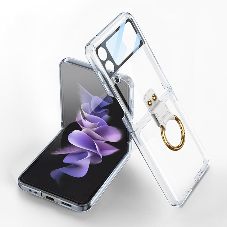 GKK Integrated Electroplating Phone Case for Samsung Galaxy Z Flip with Ring (Transparent)
