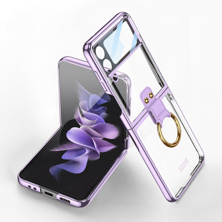 Samsung Galaxy Z Flip4 Electroplated Purple Phone Case with Ring