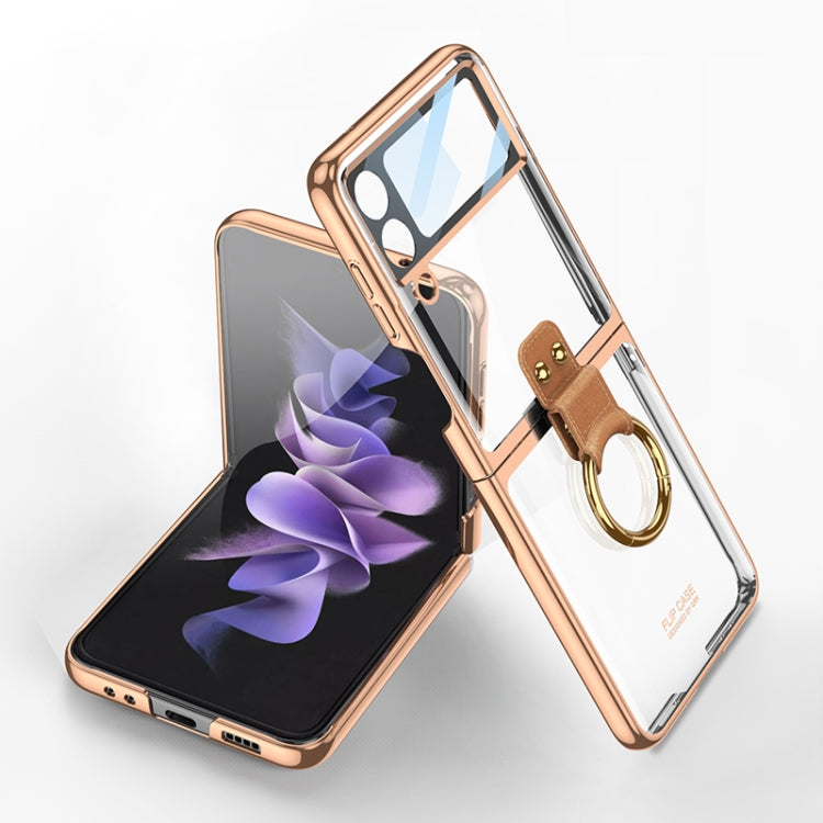 Elegant Gold Electroplated TPU Phone Case with Ring for Samsung Galaxy Z Flip4