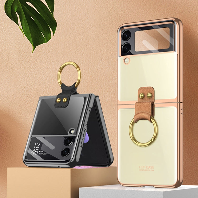 Green Electroplated TPU Phone Case with Ring for Samsung Galaxy Z Flip 4