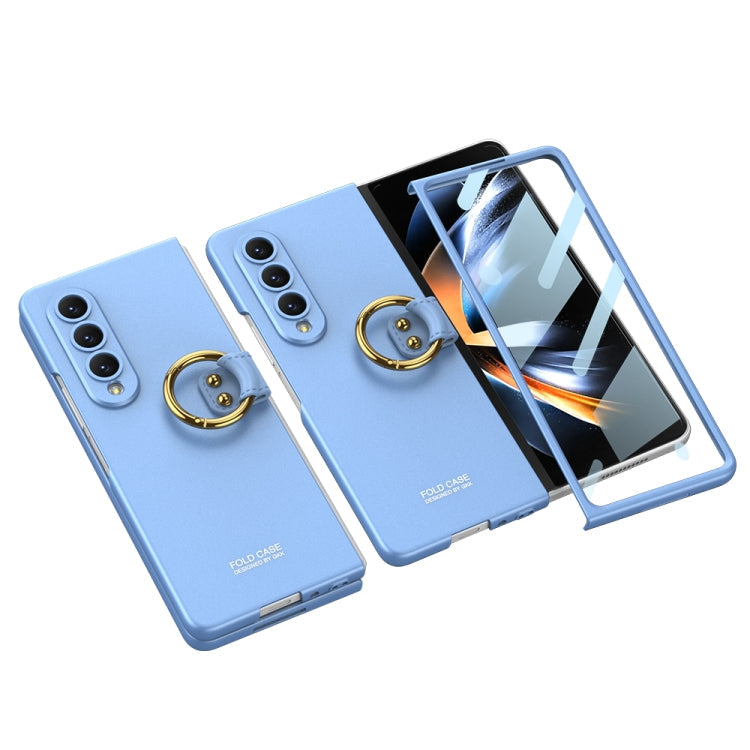 Samsung Galaxy Z Fold4 GKK Integrated Ultra-thin Phone Case with Ring(Blue)