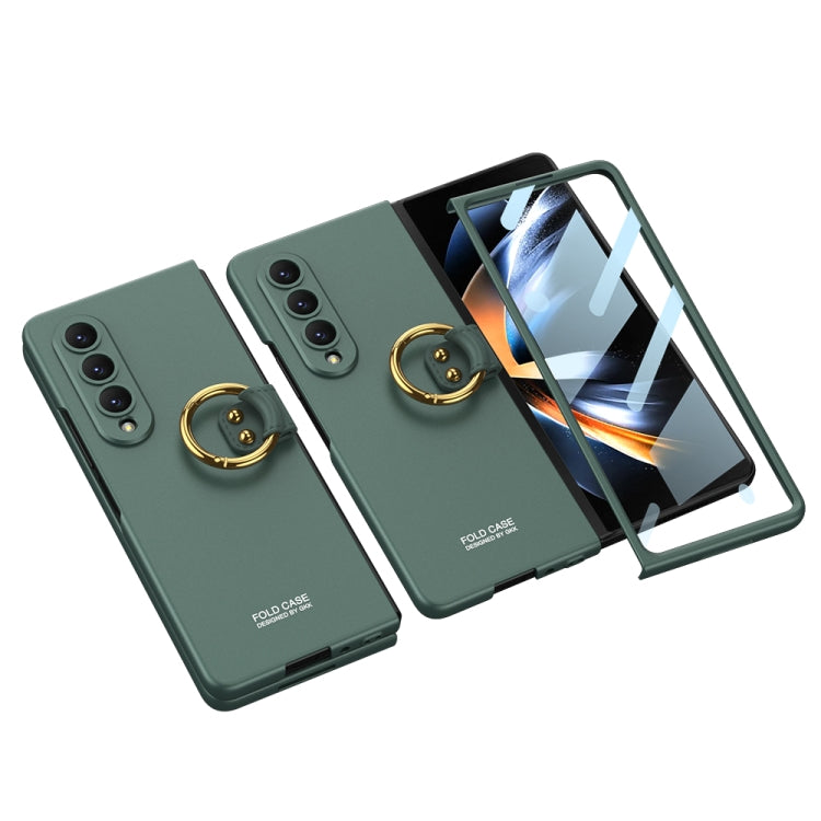 Samsung Galaxy Z Fold4 GKK Integrated Ultra-thin Full Coverage Phone Case with Ring in Dark Green