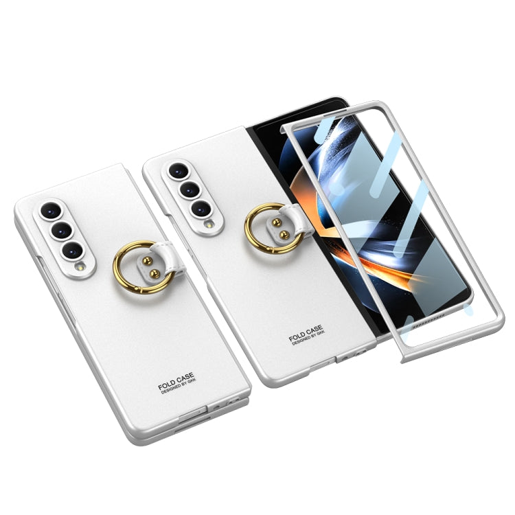 GKK Integrated Ultra-thin Full Coverage Phone Case with Ring for Samsung Galaxy Z Fold4 (White)