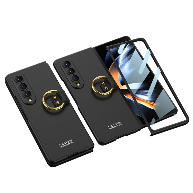 Samsung Galaxy Z Fold4 GKK Ultra-thin Full Coverage Phone Case with Ring (Black)
