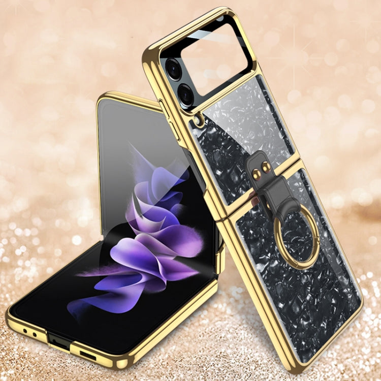 Samsung Galaxy Z Flip 4 GKK Integrated Electroplating Phone Case with Ring (Black)